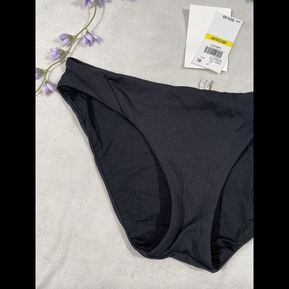 NWT‎ $58 Becca Loreto Ribbed Black Bikini Bottoms. SZ Medium - Picture 5 of 10